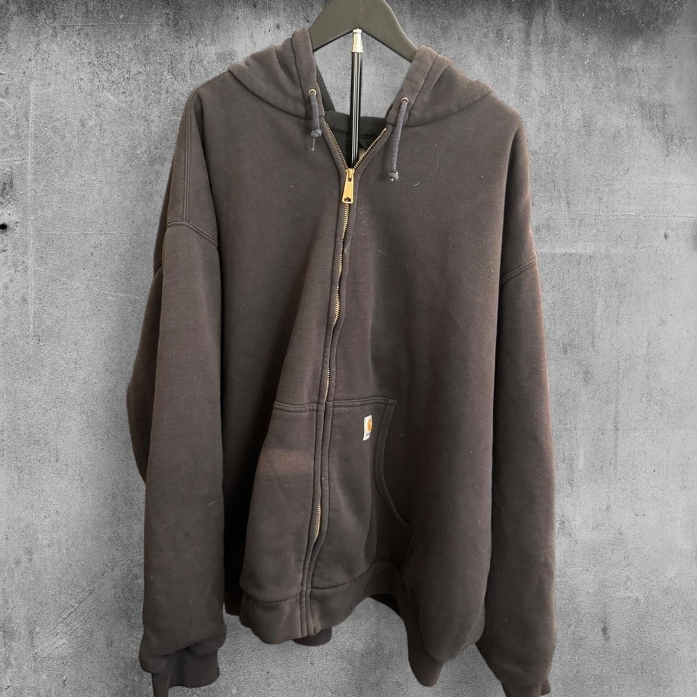 Carhartt black thermal lined zip up hoodie size 4xl black sunfaded